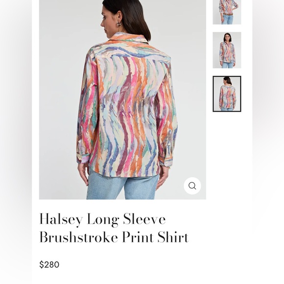 Hinson Wu Halsey Long Sleeve XL Artsy Brushstroke Print Button Front Cotton NWT - Picture 10 of 10